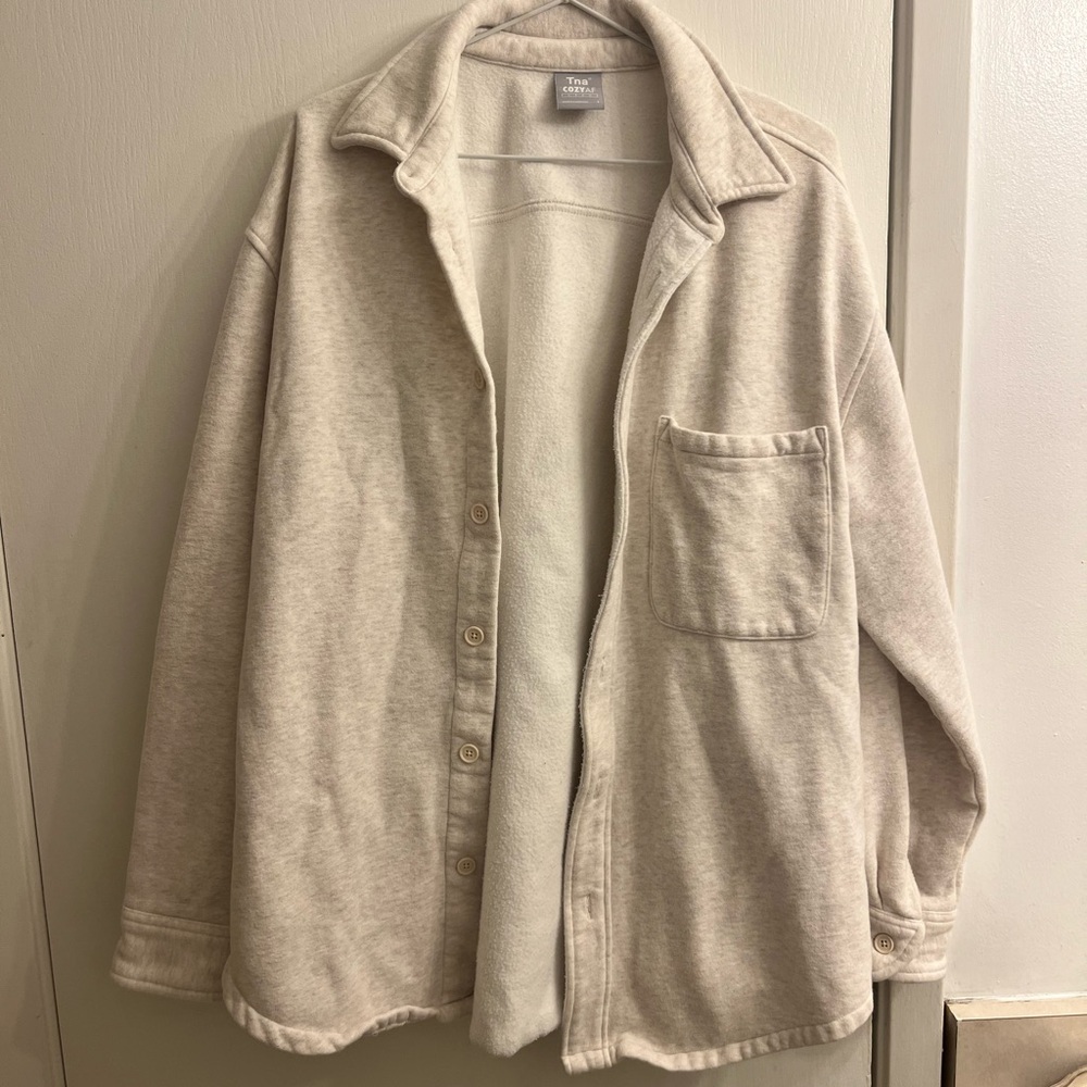 TNA CozyAF Light Beige Fleece Jacket